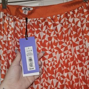 Future Collective Orange and White pattern midi skirt